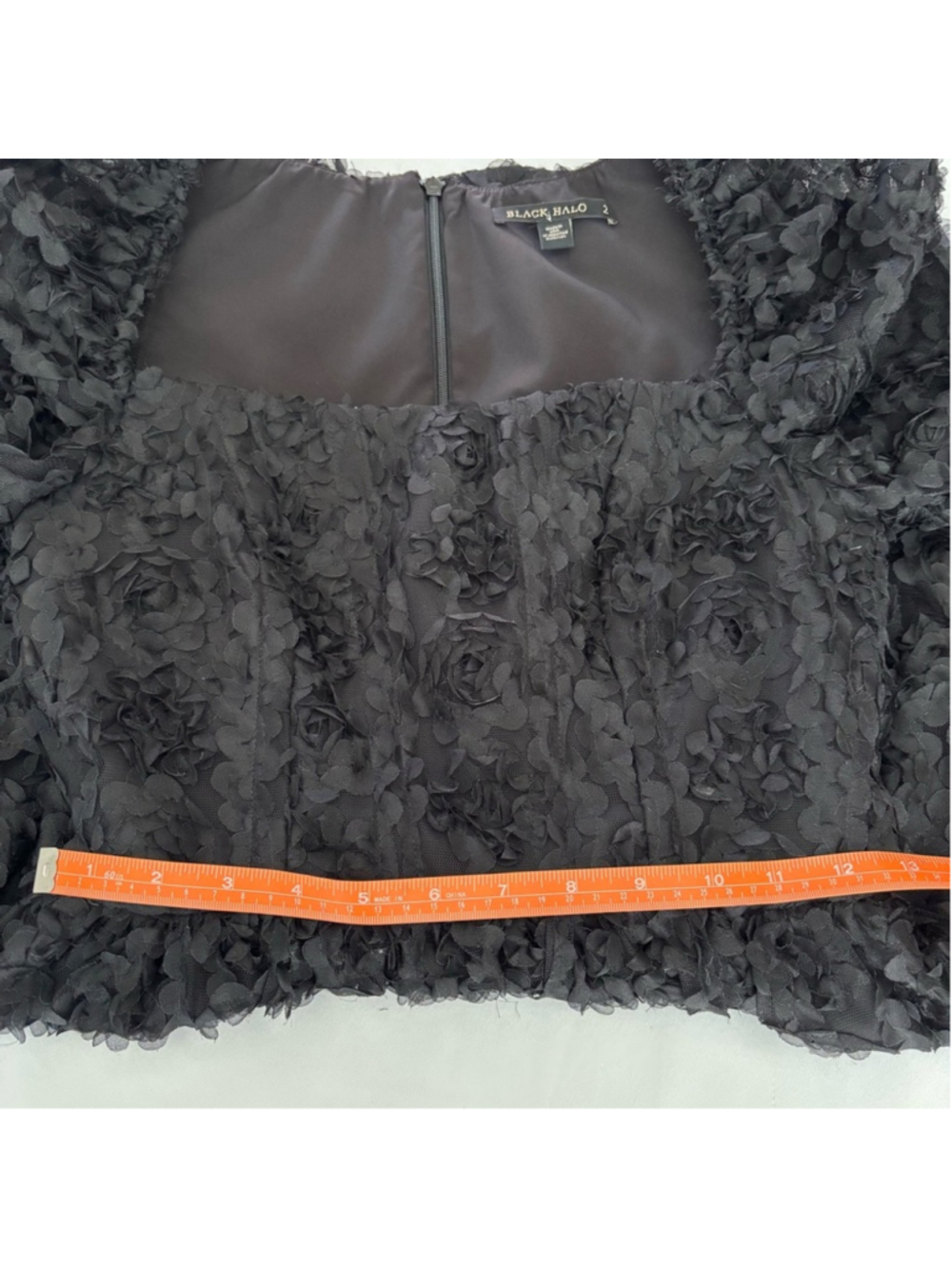 Black Halo Alister Floral Corset Mini Dress Onyx Black Long Sleeve Sz 2 - Picture 14 of 17